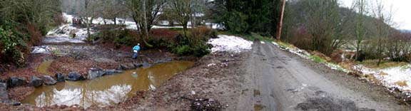 John articulating the pond, Feb 2001